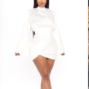 Fashion Nova Satin Long Sleeve Mini Dress
